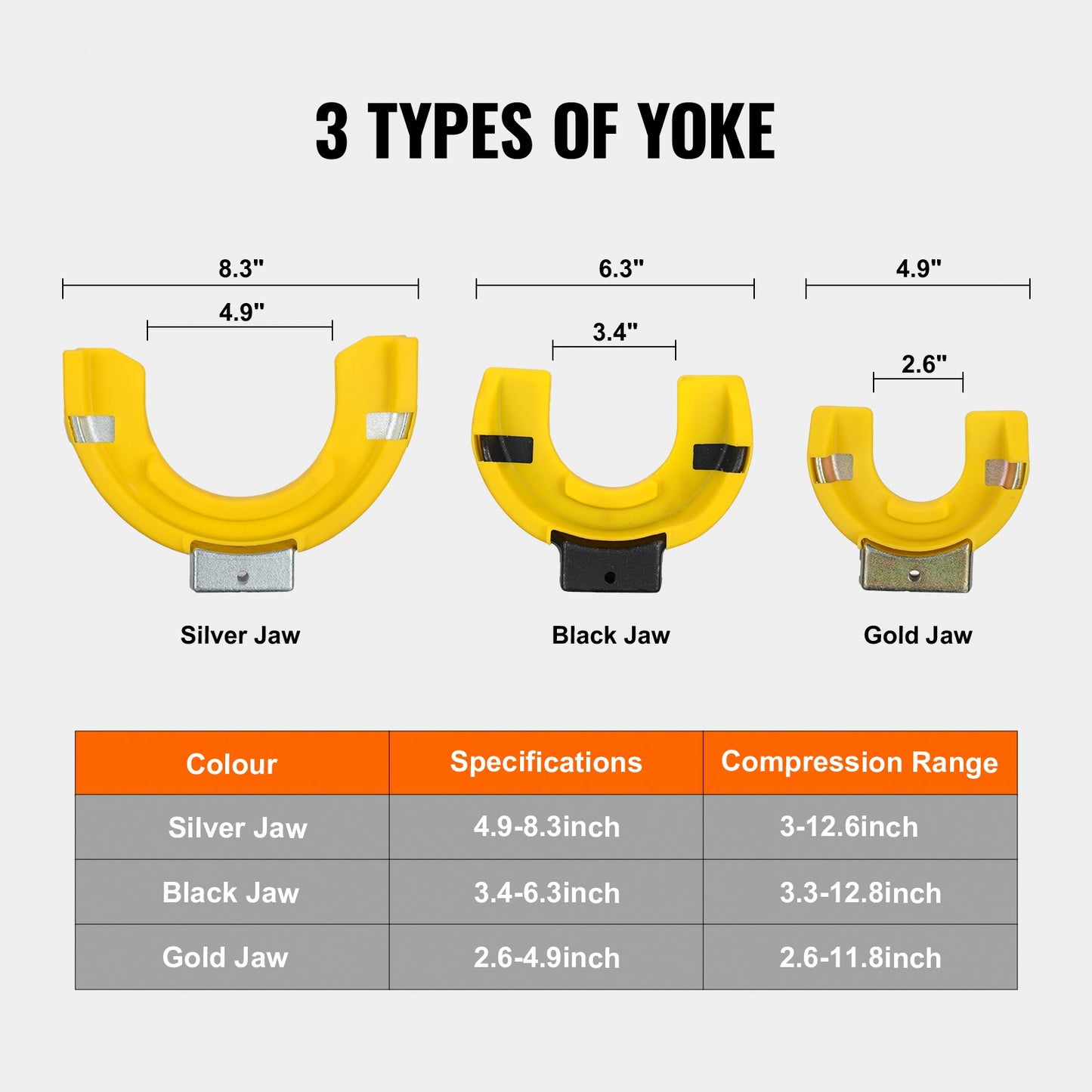Fjäderbensfjäderkompressorset, Macpherson fjäderkompressorsats, utbytbart verktyg för borttagning av gaffelbensspolar, med gul skyddshylsa och bärväska