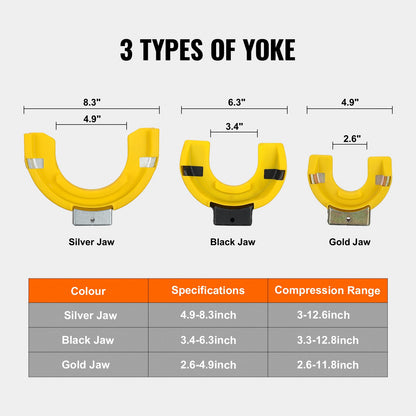 Fjäderbensfjäderkompressorset, Macpherson fjäderkompressorsats, utbytbart verktyg för borttagning av gaffelbensspolar, med gul skyddshylsa och bärväska