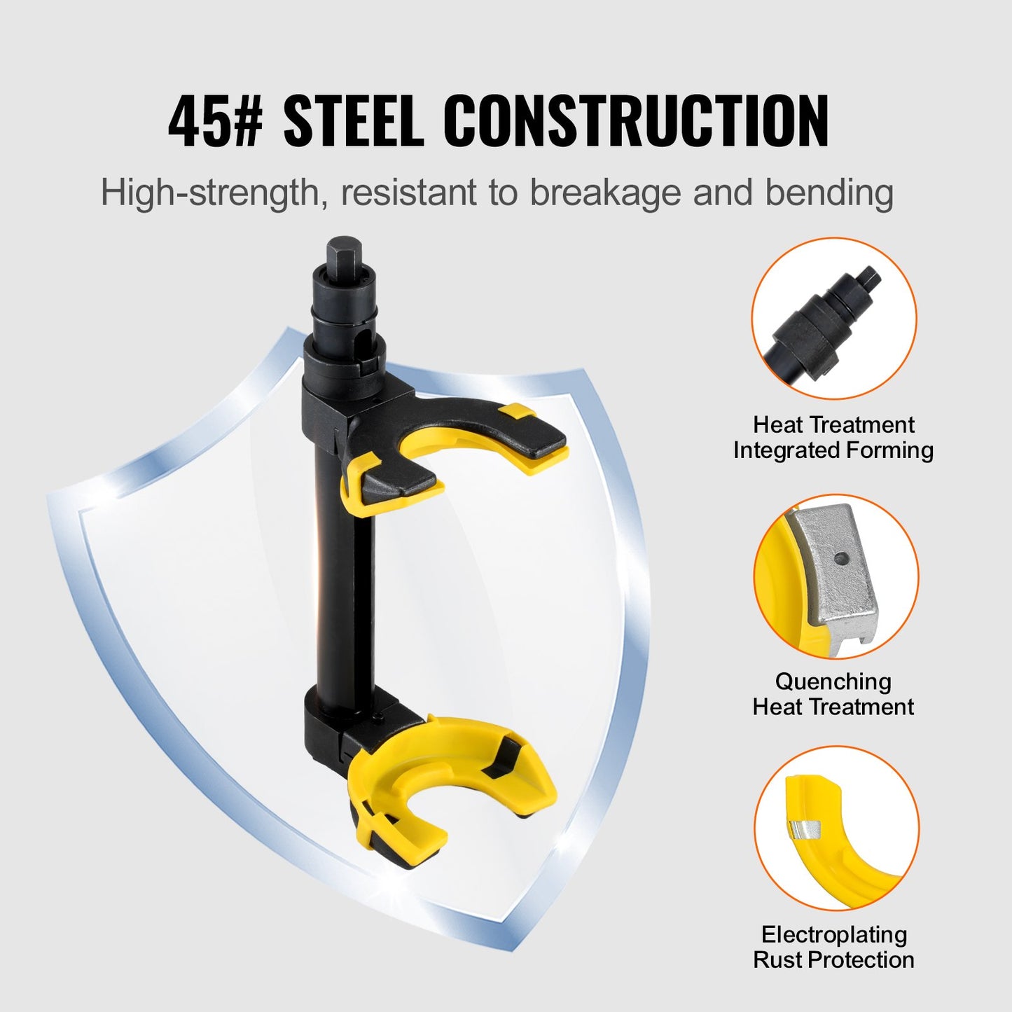 Strut Spring Compressor Set, Macpherson Strut Spring Compressor Kit, Interchangeable Fork Strut Coil Extractor Remover Tool, with Yellow Protective Sleeve and Carrying Case