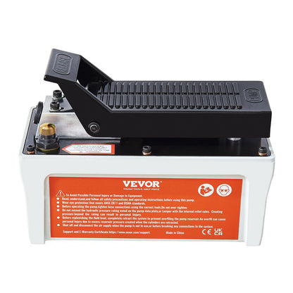 Lufthydraulische Pumpe, 10.000 PSI, 1/2-Gallonen-Behälter, NPT 3/8-Zoll-Ölauslass, NPT 1/4-Zoll-Einlass, 6,6-Fuß-Schlauch, fußbetriebenes Hydraulikpumpen-Luftpedal für Karosseriemaschinen und Anhängerkupplungen, grau