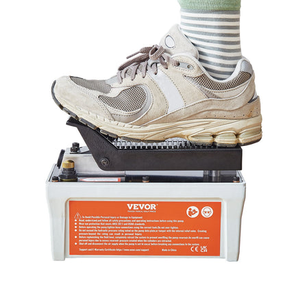 Lufthydraulische Pumpe, 10.000 PSI, 1/2-Gallonen-Behälter, NPT 3/8-Zoll-Ölauslass, NPT 1/4-Zoll-Einlass, 6,6-Fuß-Schlauch, fußbetriebenes Hydraulikpumpen-Luftpedal für Karosseriemaschinen und Anhängerkupplungen, grau