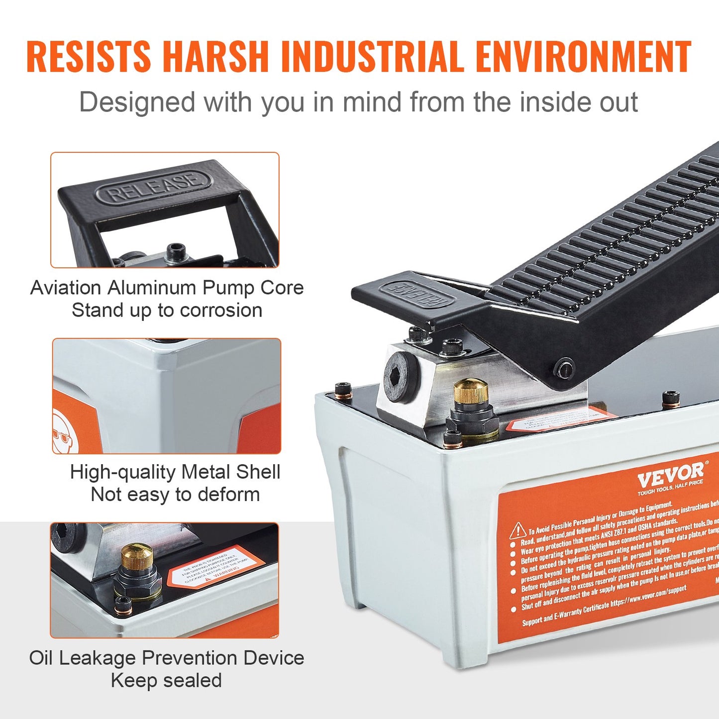 Air Hydraulic Pump, 10,000 PSI 1/2 Gal Reservoir, NPT 3/8" Oil Outlet, NPT 1/4" Inlet, 6.6 ft Pipe, Foot Actuated Hydraulic Pump Air Treadle for Auto Body Frame Machines and Pulling Post, Gray