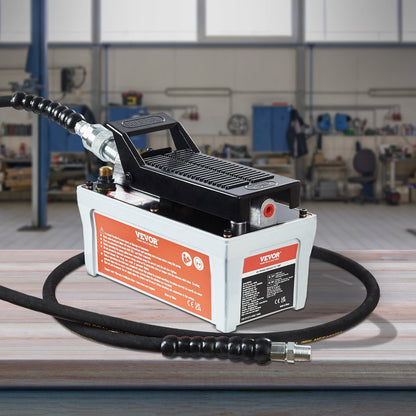 Air Hydraulic Pump, 10,000 PSI 1/2 Gal Reservoir, NPT 3/8" Oil Outlet, NPT 1/4" Inlet, 6.6 ft Pipe, Foot Actuated Hydraulic Pump Air Treadle for Auto Body Frame Machines and Pulling Post, Gray