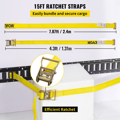 E-Track-Zurrschienen-Kit, 18-teiliges 5-Fuß-E-Track-Set, enthält 4 Stahlschienen und 2 Einzelschienen und 6 O-Ringe und 4 Befestigungselemente mit D-Ring und 2 Riegel, Zubehör zur Sicherung von Frachtmotorrädern