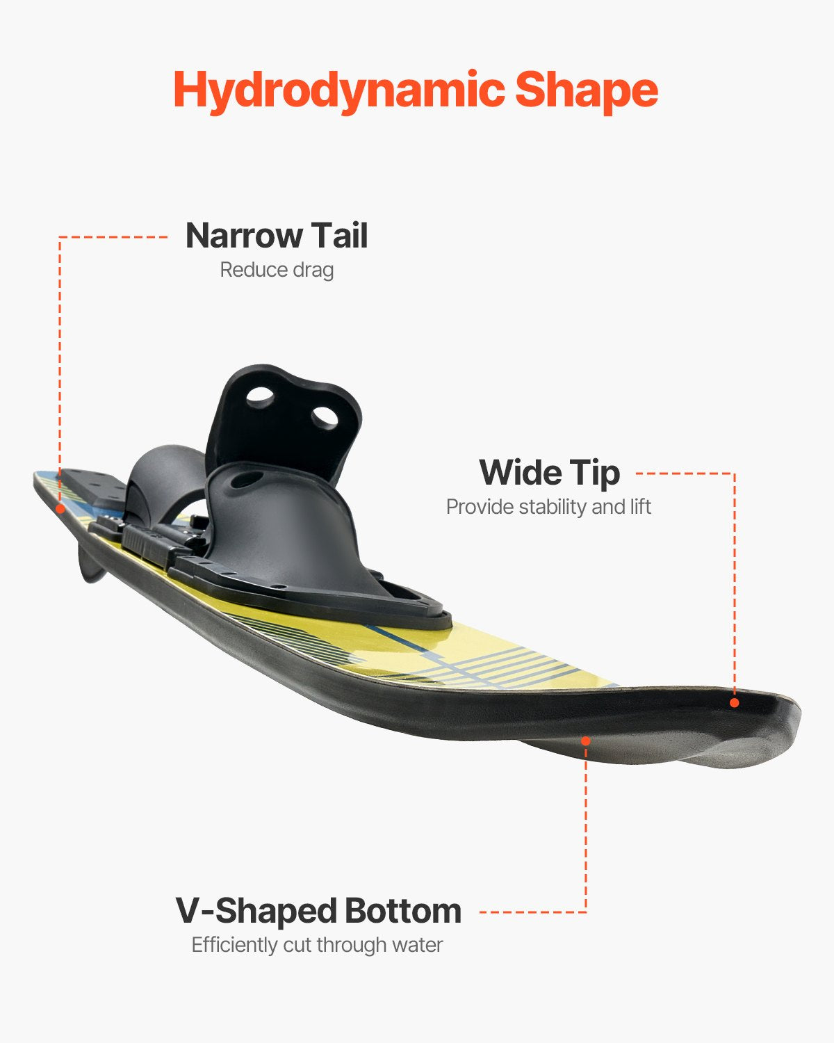 67" Water Skis, Adult Water Ski with X-9 Adjustable Horseshoe Bindings & Padded Rear Toe Plate, High-gloss UV Coating Waterskis Combo for Adults Up to 300 lbs