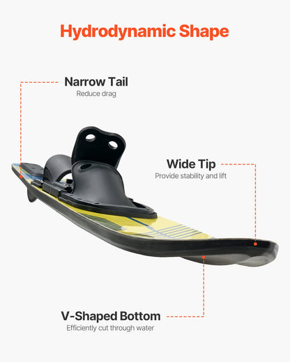 67" Water Skis, Adult Water Ski with X-9 Adjustable Horseshoe Bindings & Padded Rear Toe Plate, High-gloss UV Coating Waterskis Combo for Adults Up to 300 lbs
