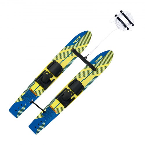 46" Water Skis, Kids Water Ski Trainers with X-7 Adjustable Bindings, Double-Handle Rope & Removable Stabilizing Bar, Training Waterskis Combo for Kids Youth Up to 300 lbs