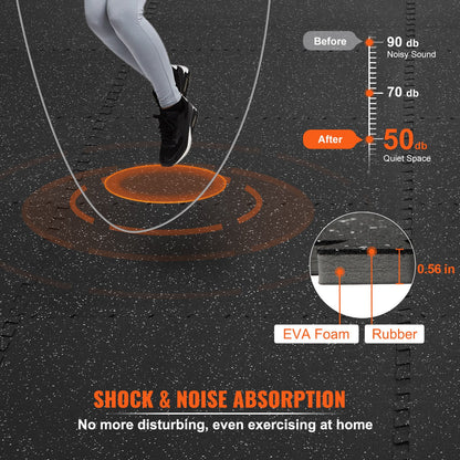 EVA Interlocking Foam Floor Mats, 0.56 in Thickened 12 Pcs Puzzle Rubber Tiles, 24 x 24 in Exercise Floor Mat for Workout & Fitness, Heavy Duty Flooring Mats for Home, Gym, Office-48 Sq Ft