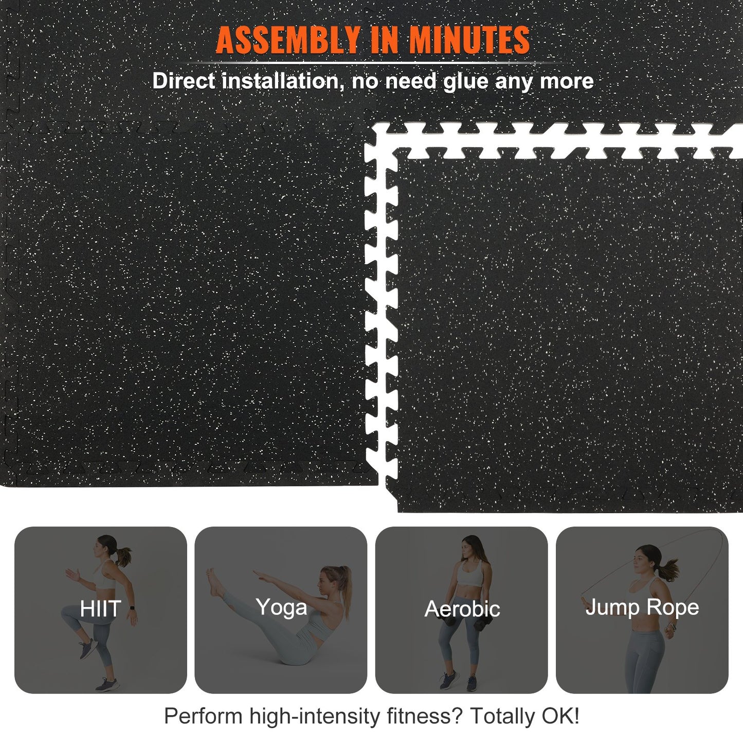 EVA Interlocking Foam Floor Mats, 0.56 in Thickened 6 Pcs Puzzle Rubber Tiles, 24 x 24 in Exercise Floor Mat for Workout & Fitness, Heavy Duty Flooring Mats for Home, Gym, Office-24 Sq Ft