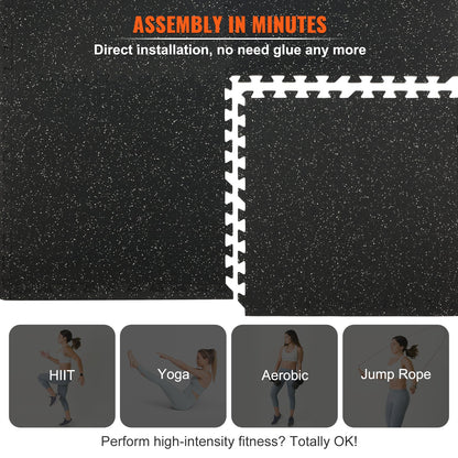 EVA Interlocking Foam Floor Mats, 0.56 in Thickened 6 Pcs Puzzle Rubber Tiles, 24 x 24 in Exercise Floor Mat for Workout & Fitness, Heavy Duty Flooring Mats for Home, Gym, Office-24 Sq Ft