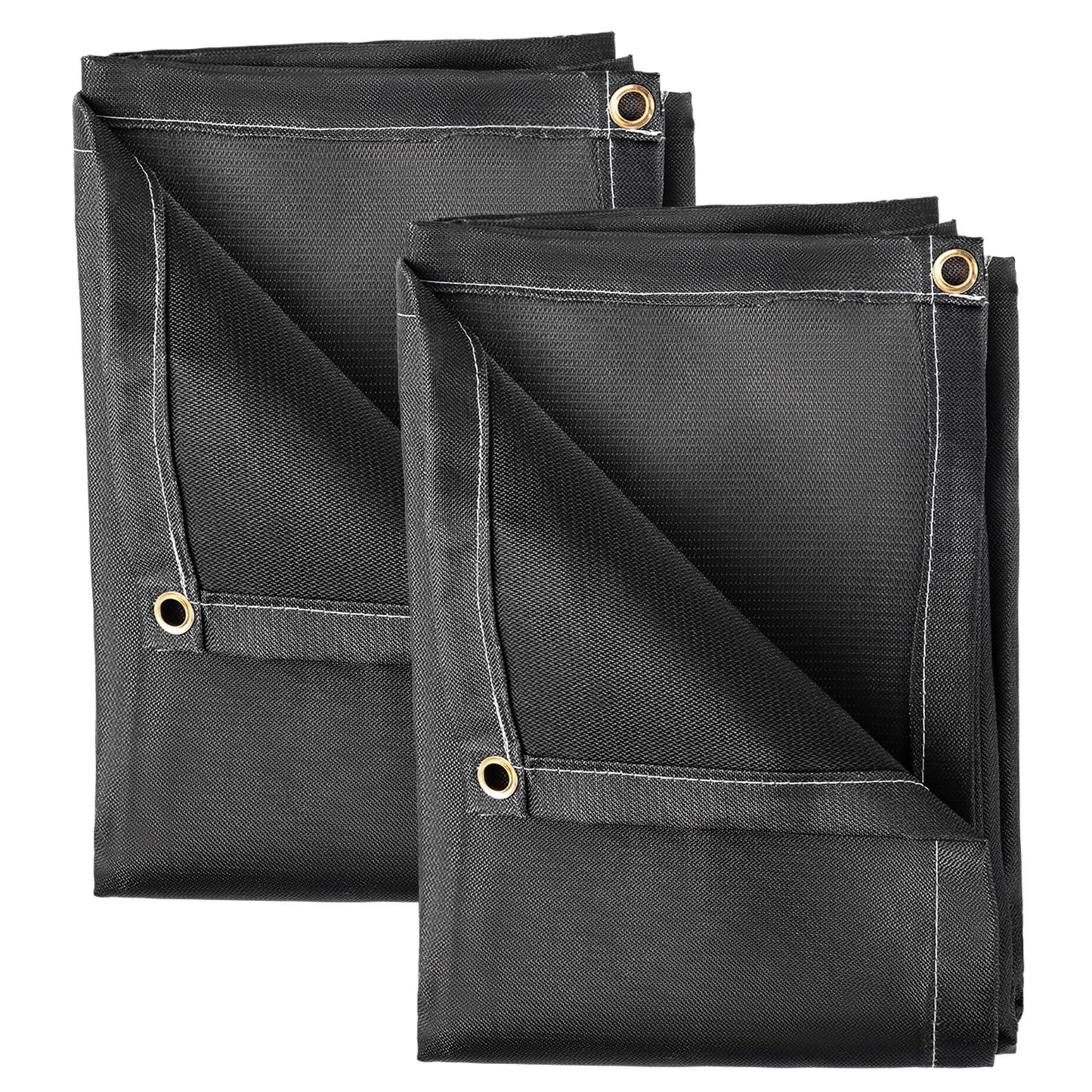 Brandfiltar, 2-pack svetsfiltar, 8' x 10' brandskyddsfilt, 1022°F flamskyddsfilt, svarta brandskyddsfiltar, brandskyddsfilt av glasfiber med 12 mässingshylsor