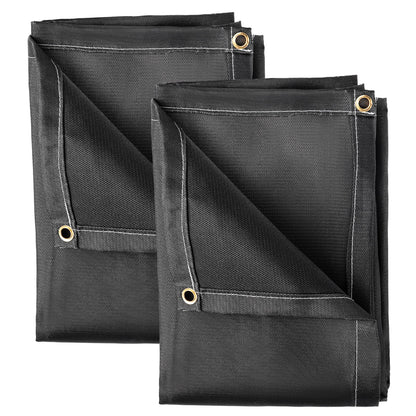 Brandfiltar, 2-pack svetsfiltar, 8' x 10' brandskyddsfilt, 1022°F flamskyddsfilt, svarta brandskyddsfiltar, brandskyddsfilt av glasfiber med 12 mässingshylsor