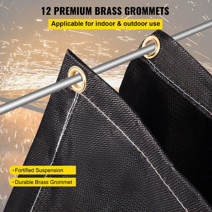 Fire Blankets, 2 Pack Welding Blankets, 8\' x 10\' Fire Suppression Blanket, 1022°F Flame Retardant Blanket, Black Fire Emergency Blankets, Fiberglass Fire Retardant Blanket with 12 Brass Gromme