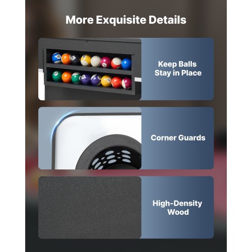 Biljardbord, 183 cm Bärbara Biljardbord, Justerbara Fötter Stabilt Spelbord, Underhållningsset Inkluderar Boll, Kö, Ställ, Krita och Borste, Svart med Röd Tyg, För Familjebruk, Rekreationsrum |  EU