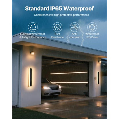 utomhusvägglampa, 600 mm, lång list modern vägglampa för utomhusbruk, 3000K varmvit, IP65 vattentät, rostfri väggmonterad belysning för uteplats, för hus, veranda, garage |  EU