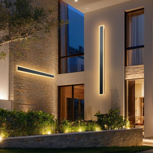 Outdoor Wall Lights, 2 Pack, 47.2 Inch Long Strip Modern Exterior Wall Sconce Light Fixtures, 3000K Warm White, IP65 Waterproof Anti-Rust Outside Wall Mount Lighting, for House, Porch, Garage