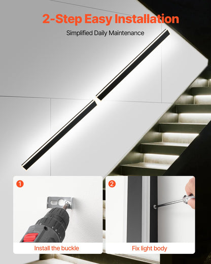 Outdoor Wall Lights, 2 Pack, 59.1 Inch Long Strip Modern Exterior Wall Sconce Light Fixtures, 2700K-6000K, IP65 Waterproof Anti-Rust, Dimmable Outside Wall Mount Lighting, for House Porch Garage