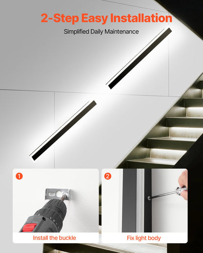 Outdoor Wall Lights, 2 Pack, 39.4 Inch Long Strip Modern Exterior Wall Sconce Light Fixtures, 2700K-6000K, IP65 Waterproof Anti-Rust, Dimmable Outside Wall Mount Lighting, for House Porch Garage