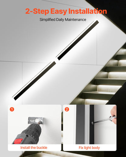 Outdoor Wall Lights, 2 Pack, 47.2 Inch Long Strip Modern Exterior Wall Sconce Light Fixtures, 2700K-6000K, IP65 Waterproof Anti-Rust, Dimmable Outside Wall Mount Lighting, for House Porch Garage