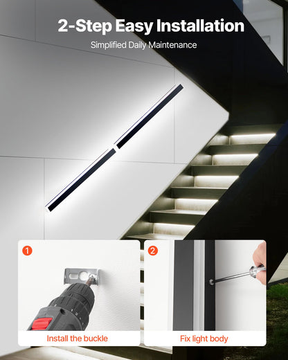 Outdoor Wall Lights, 2 Pack, 39.4 Inch Long RGB Modern Exterior Wall Sconce Light Fixtures, 2700K-6000K, IP65 Waterproof Anti-Rust, Dimmable Outside Wall Mount Lighting, for House Porch Garage