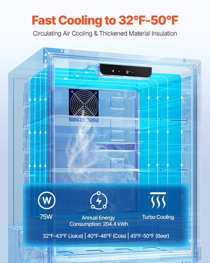 24-Inch Indoor/Outdoor Beverage Refrigerator, 150 QT Freestanding or Undercounter Beverage Fridge, 180 Cans Built-in Beer Fridge with Stainless Steel Body for Residential Home Bar Commercial Use