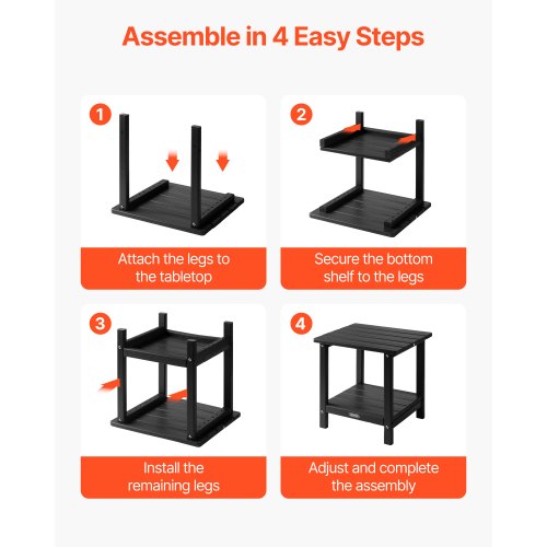 Outdoor-Beistelltisch, 2-stufig, HDPE, für den Innenbereich, schwarz | EU
