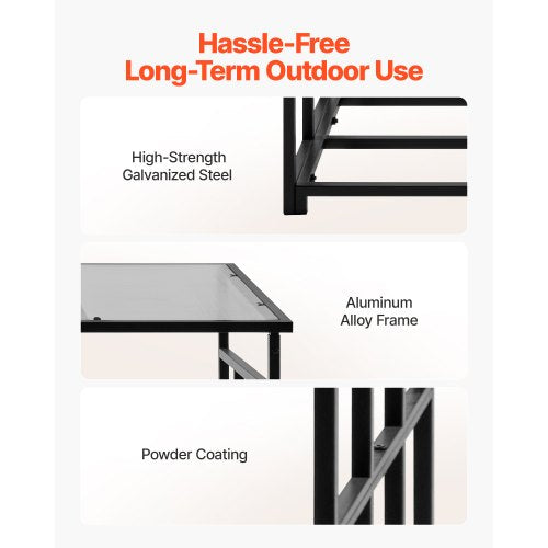 Vedställ med sluttande tak, 143 cm vedhållare för utomhusbruk, vedskjul med 1/4-snöre, maxvikt 299 kg, pulverlackerat vedställ i metall för öppen spis, altan, trädgård |  EU