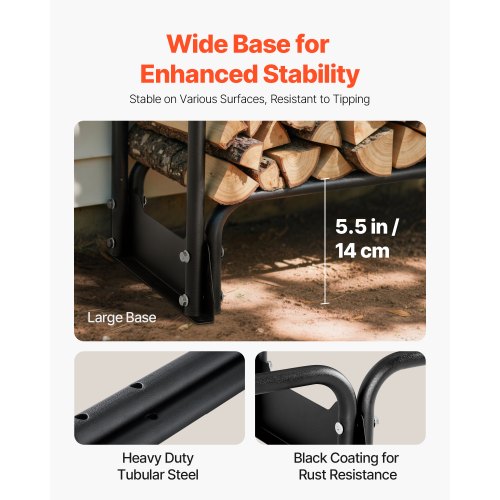 Vedställ med vattentätt lock, 2,57 m vedhållare för utomhusbruk, metallvedhållare med 1/2 snöre, maxvikt 299 kg, topplock, pulverlackerat vedställ för öppen spis |  EU