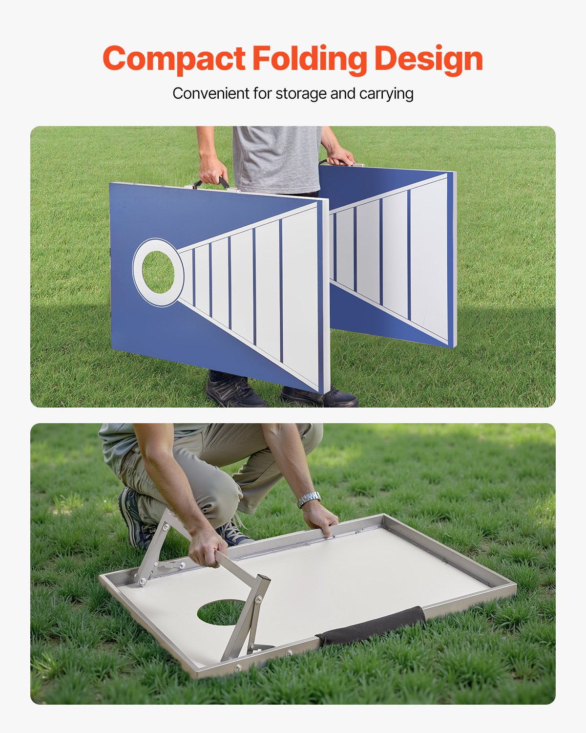 Cornhole Set, 3x2 ft Corn Hole Game Boards, Aluminum Weatherproof Portable Toss Board, Indoor and Outdoor Foldable Cornhole Play for Adults, Include 8 Bean Bags, for Yard Backyard Beach Camping