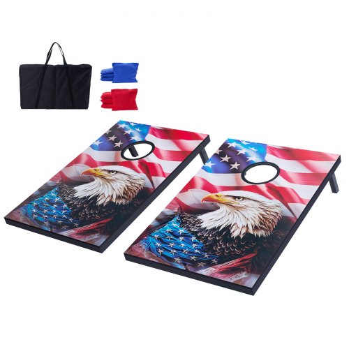 3x60 cm Cornhole Set Tragbares Cornhole Wurfspiel aus Holz mit 8 Beuteln