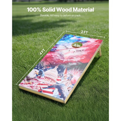 4x60 cm Cornhole Set Portable Wooden Cornhole Game with 8 Bean Bags