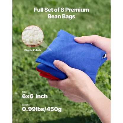 4x60 cm Cornhole Set Portable Wooden Cornhole Game with 8 Bean Bags
