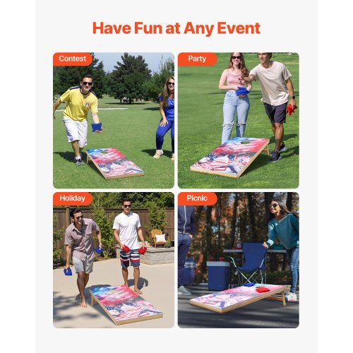 4x60 cm Cornhole Set Portable Wooden Cornhole Game with 8 Bean Bags