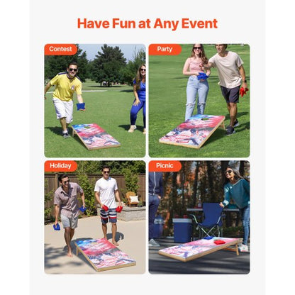 4x60 cm Cornhole Set Portable Wooden Cornhole Game with 8 Bean Bags
