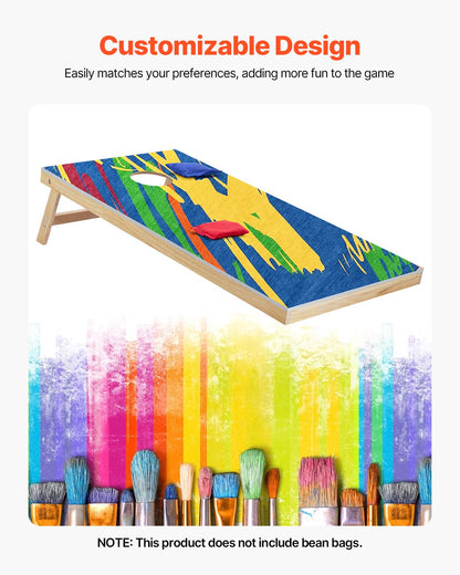Cornhole Set, 4x2 ft Corn Hole Game Boards, Solid Wood Portable Toss Board, Indoor and Outdoor Cornhole Play for Adults, Toss Game Include Carrying Case, for Yard, Backyard, Beach, Camping