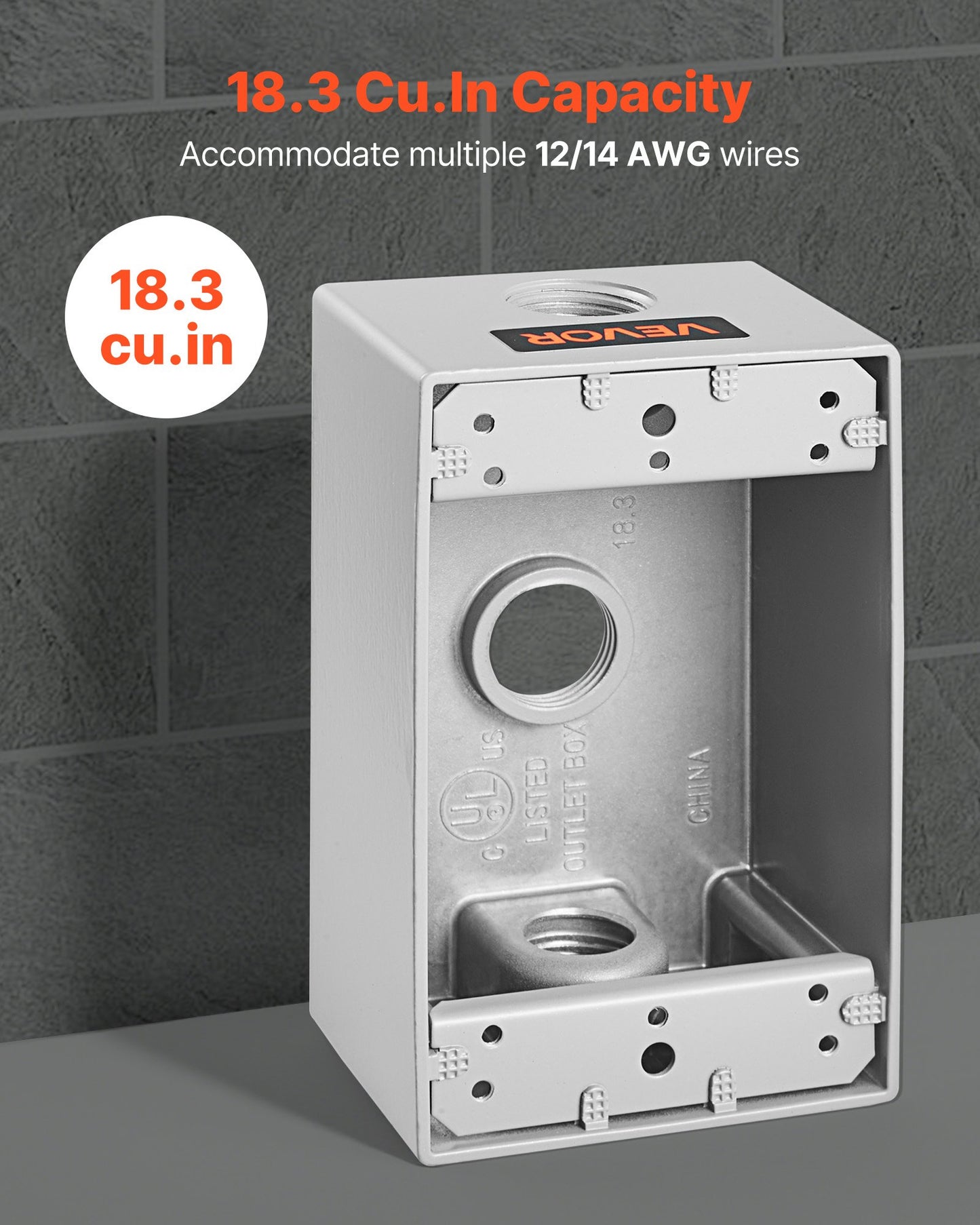 Outdoor Electrical Box, 4.5 x 2.8 x 2 in, Weatherproof Outlet Junction Box, Suitable 1/2-Inch or 3/4-Inch Electrical Conduit, 18.3 Cu.In Large Capacity Plug Receptacle Protector, 4PCS, Gray