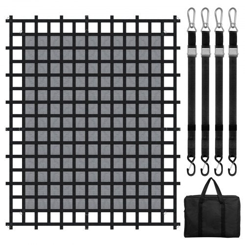 Cargo Net, 120 in x 105 in, Heavy Duty Truck Cargo Net for Truck Bed, 4 Adjustable Straps with Carabiners & S-Hooks, Wear-resistant & Weather-proof, Suitable for Pickup, Truck, Jeep, SUV, Boat
