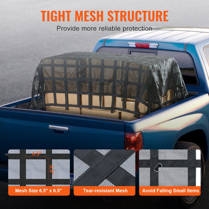 Cargo Net Heavy Duty Cargo Net 120" x 105" Adjustable Buckles and S-Hooks