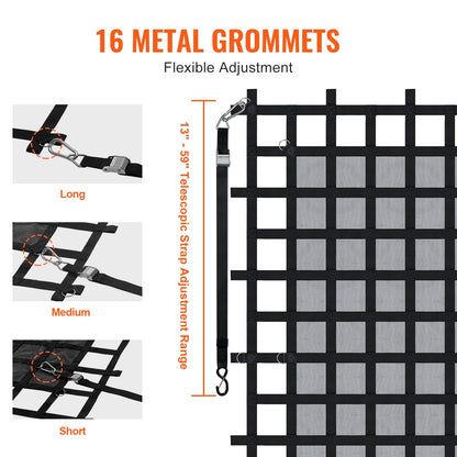 Cargo Net Heavy Duty Cargo Net 96" x 81" Adjustable Buckles and S-Hooks