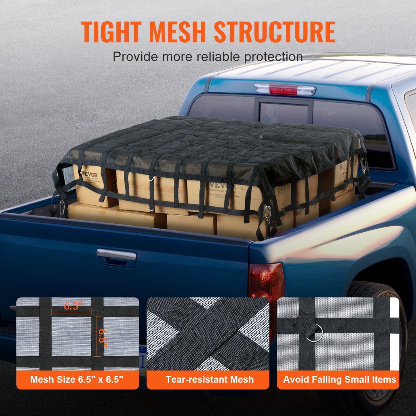 Cargo Net Heavy Duty Cargo Net 96" x 81" Adjustable Buckles and S-Hooks