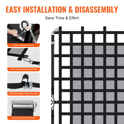 Cargo Net Heavy Duty Cargo Net 96" x 81" Adjustable Buckles and S-Hooks