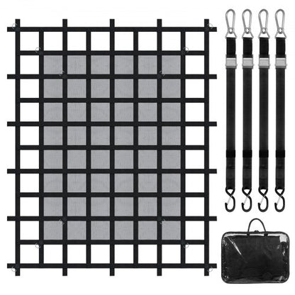 Cargo Net, 72 in x 57 in, Heavy Duty Truck Cargo Net for Truck Bed, 4 Adjustable Straps with Carabiners & S-Hooks, Wear-resistant & Weather-proof, Suitable for Pickup, Truck, Jeep, SUV, Boat