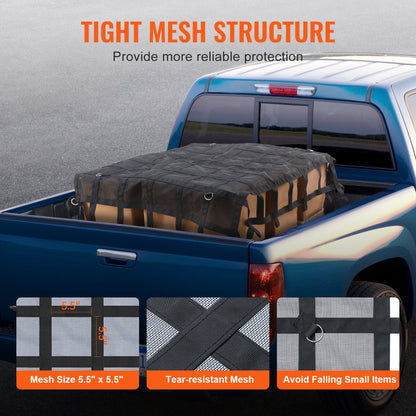 Cargo Net, 72 in x 57 in, Heavy Duty Truck Cargo Net for Truck Bed, 4 Adjustable Straps with Carabiners & S-Hooks, Wear-resistant & Weather-proof, Suitable for Pickup, Truck, Jeep, SUV, Boat