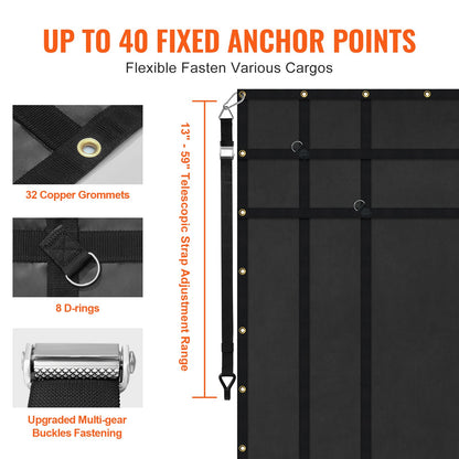 Cargo Net Heavy Duty Cargo Net 72" x 57" Adjustable Buckles and S-Hooks