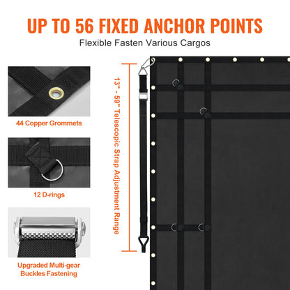 Cargo Net Heavy Duty Cargo Net 96" x 81" Adjustable Buckles and S-Hooks