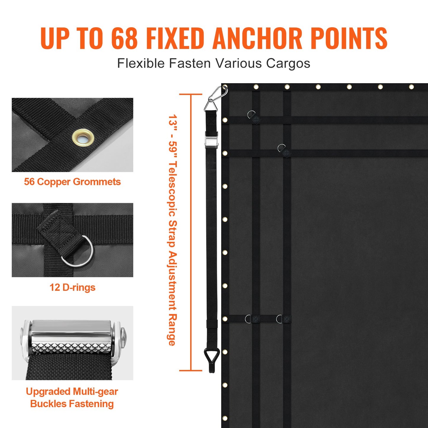 Cargo Net Heavy Duty Cargo Net 120" x 105" Adjustable Buckles and S-Hooks