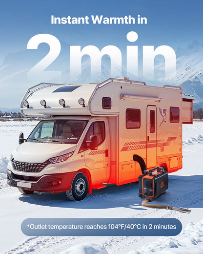 Diesel Heater, 8KW, DC 12V/24V, All in One Portable Diesel Air Heater with Remote Control and LCD Screen, Fast Heating Low Noise, 1.2 Gal Fuel Tank for Trucks, Vans, RVs, Campers, and Garages