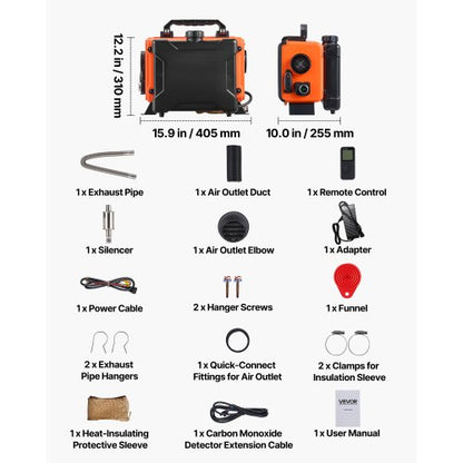 Dieselvärmare, 8KW, DC 12V/24V, Allt-i-ett Bärbar Dieselluftvärmare med Fjärrkontroll och LCD-skärm, Snabb Uppvärmning Låg Tystnad, 4,5 L Bränsletank för Lastbilar, Skåpbilar, Husbilar, Campers och Garage |  EU