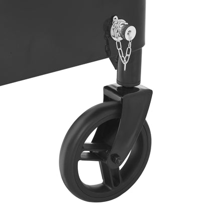 80 Quart Rolling Ice Chest Cart, with 2-Stage Telescopic Pull Handle and 2 Swivel Casters, Portable Table Beach Patio Party Bar Cold Drink Beverage, Outdoor Park Cart on Wheels, Black