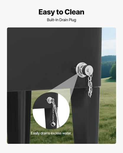 80 Quart Rolling Ice Chest, Holds up to 50 Bottles / 110 Cans, Portable Patio Party Bar Drink Cooler Cart with Bottom Shelf, Beverage Pool with Side Basket and Bottle Opener, Black